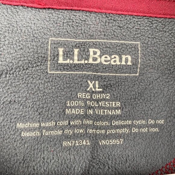 L.L. Bean Mens Red 1/4 Zip Fleece Pullover Jacket XL 100% Polyester Gorpcore - Picture 3 of 9